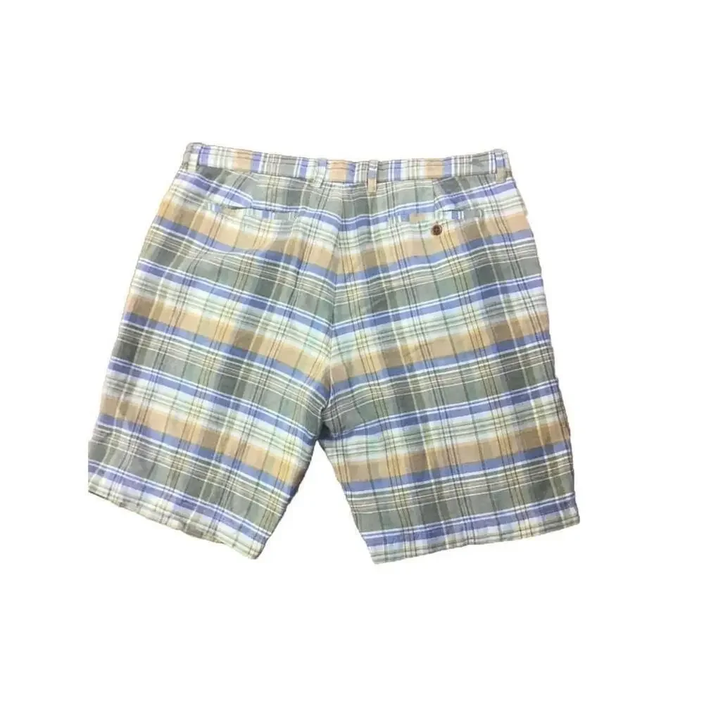 Tommy Bahama Shorts Mens 38 Plaid Golf Preppy Linen Blend Plaid